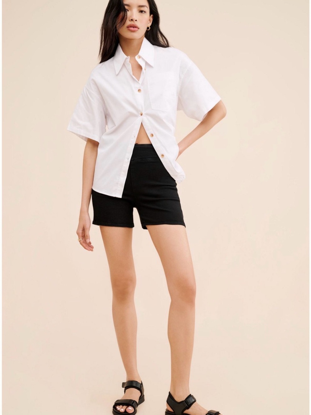 Anthropology Pilcro STET Mid Rise Black Denim Short Stretch Inseam 7” | Size 27